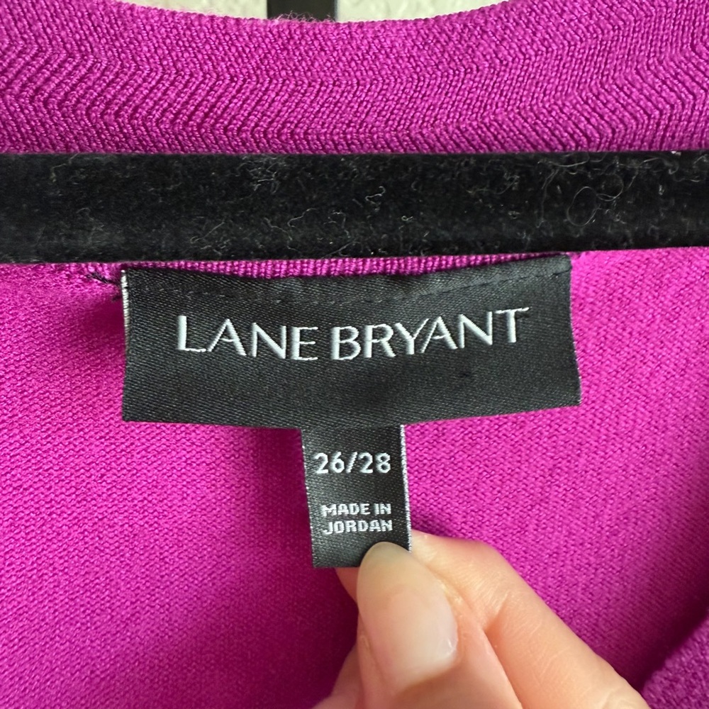 Lane Bryant 26 28 Women’s Plus Size Sweater Pink V Neck Stretch Knit Long Sleeve - Picture 7 of 8